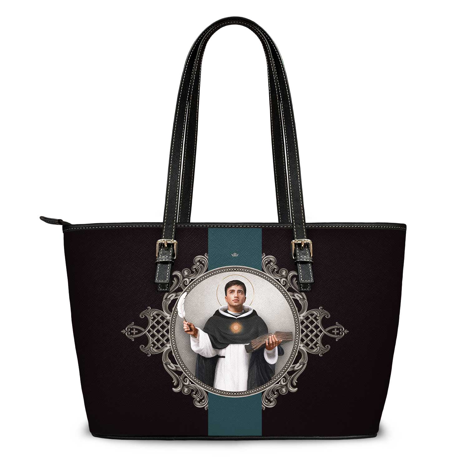 St. Thomas Aquinas Medallion Tote Bag (Black) - VENXARA®