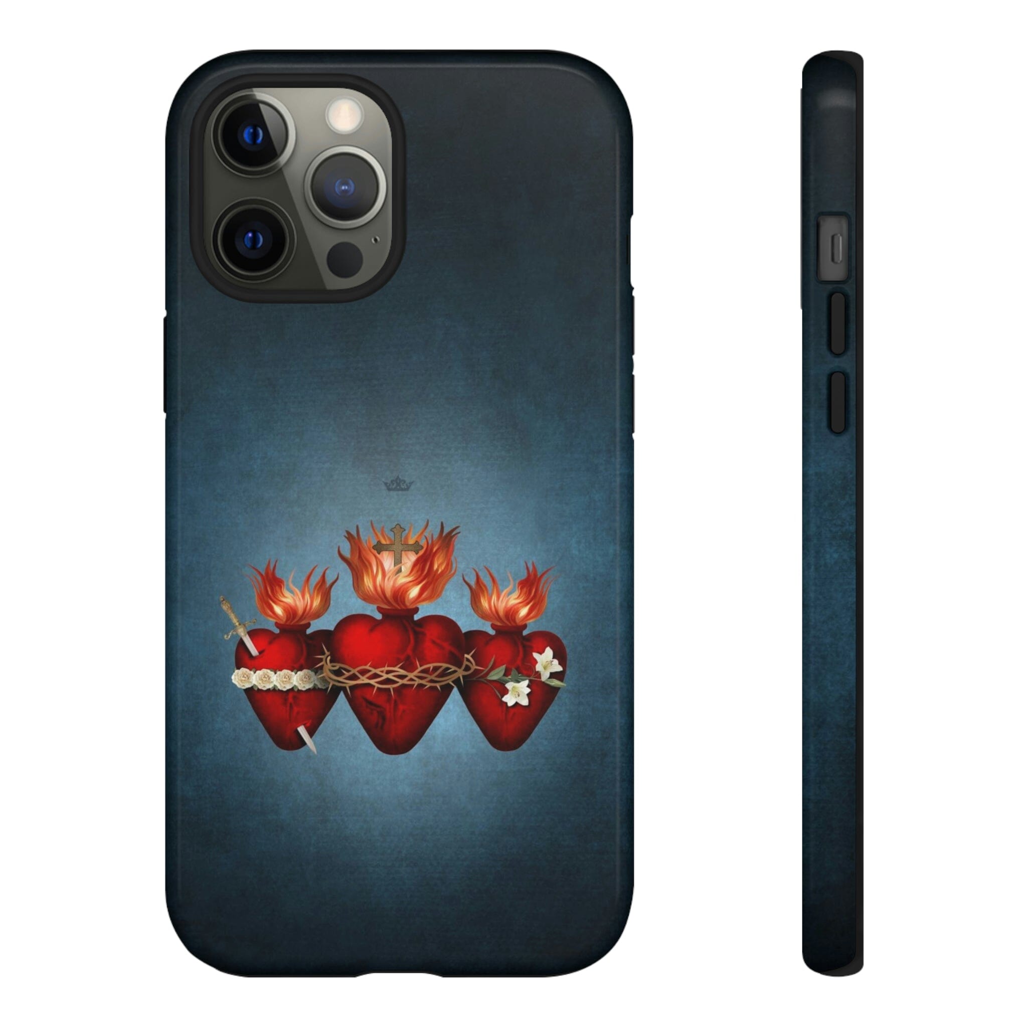 Holy Family Hearts Hard Phone Case (Vintage Blue)