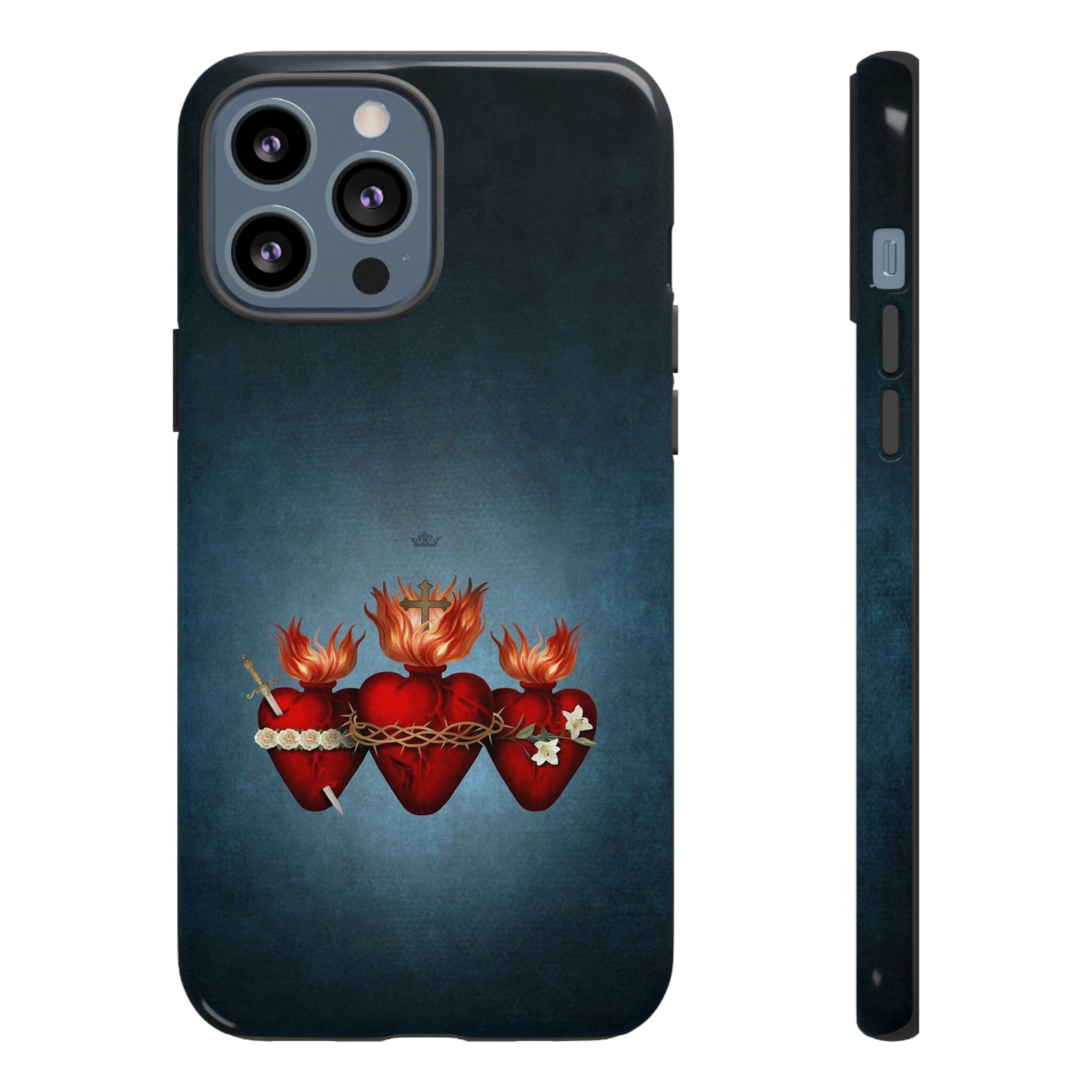 Holy Family Hearts Hard Phone Case (Vintage Blue)