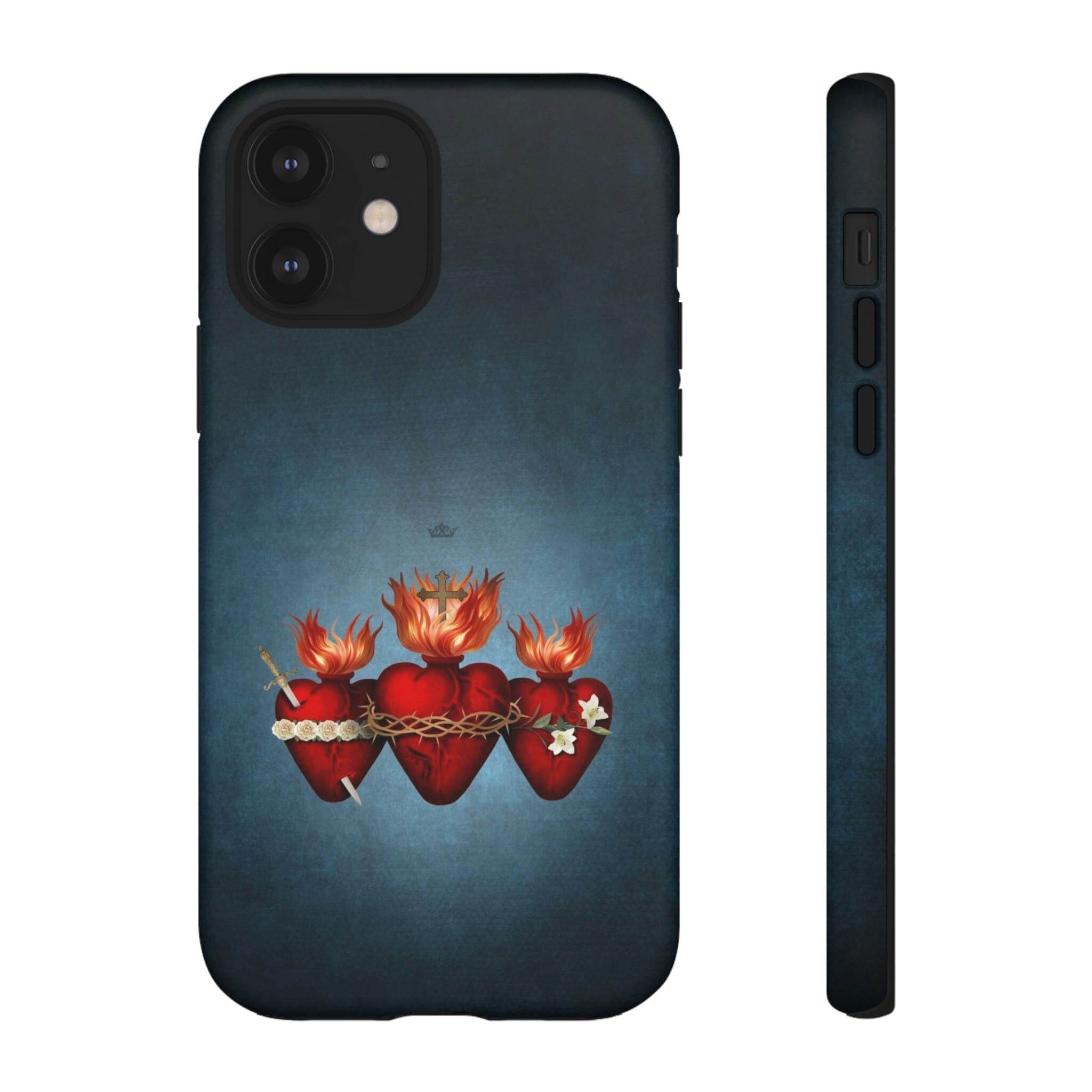 Holy Family Hearts Hard Phone Case (Vintage Blue)