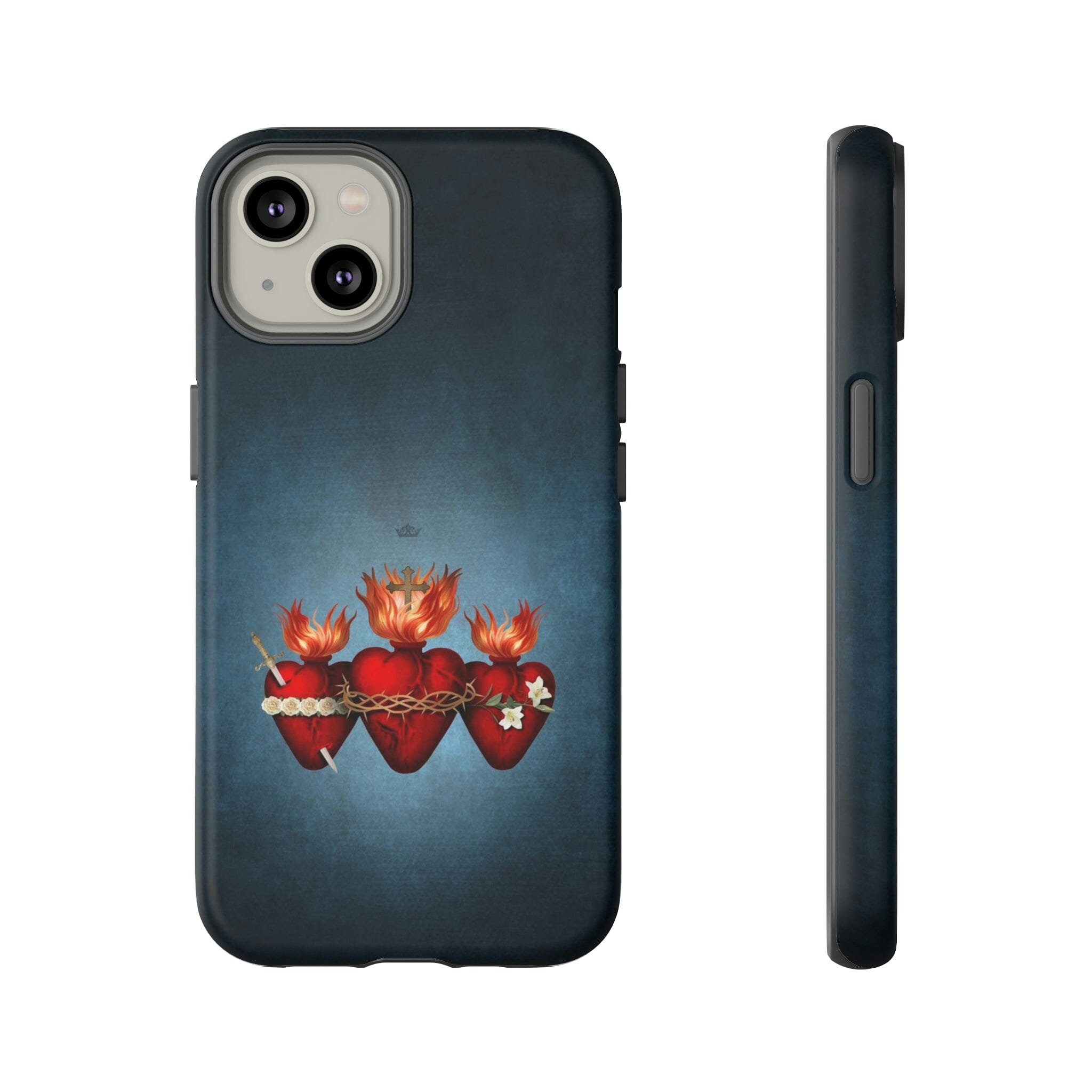 Holy Family Hearts Hard Phone Case (Vintage Blue)