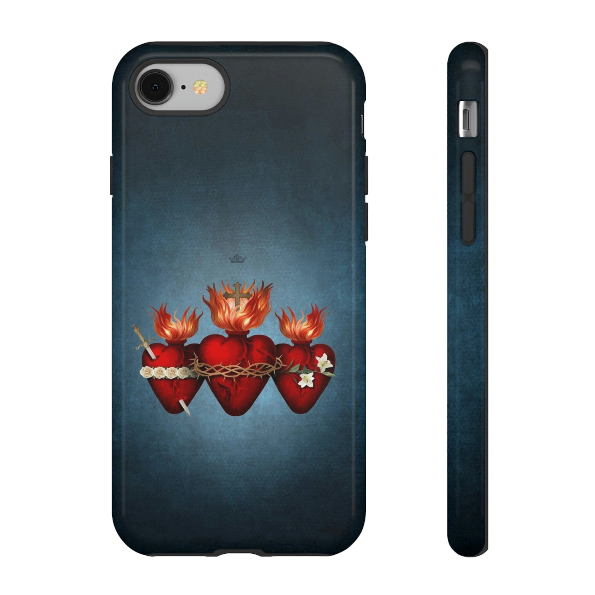 Holy Family Hearts Hard Phone Case (Vintage Blue)