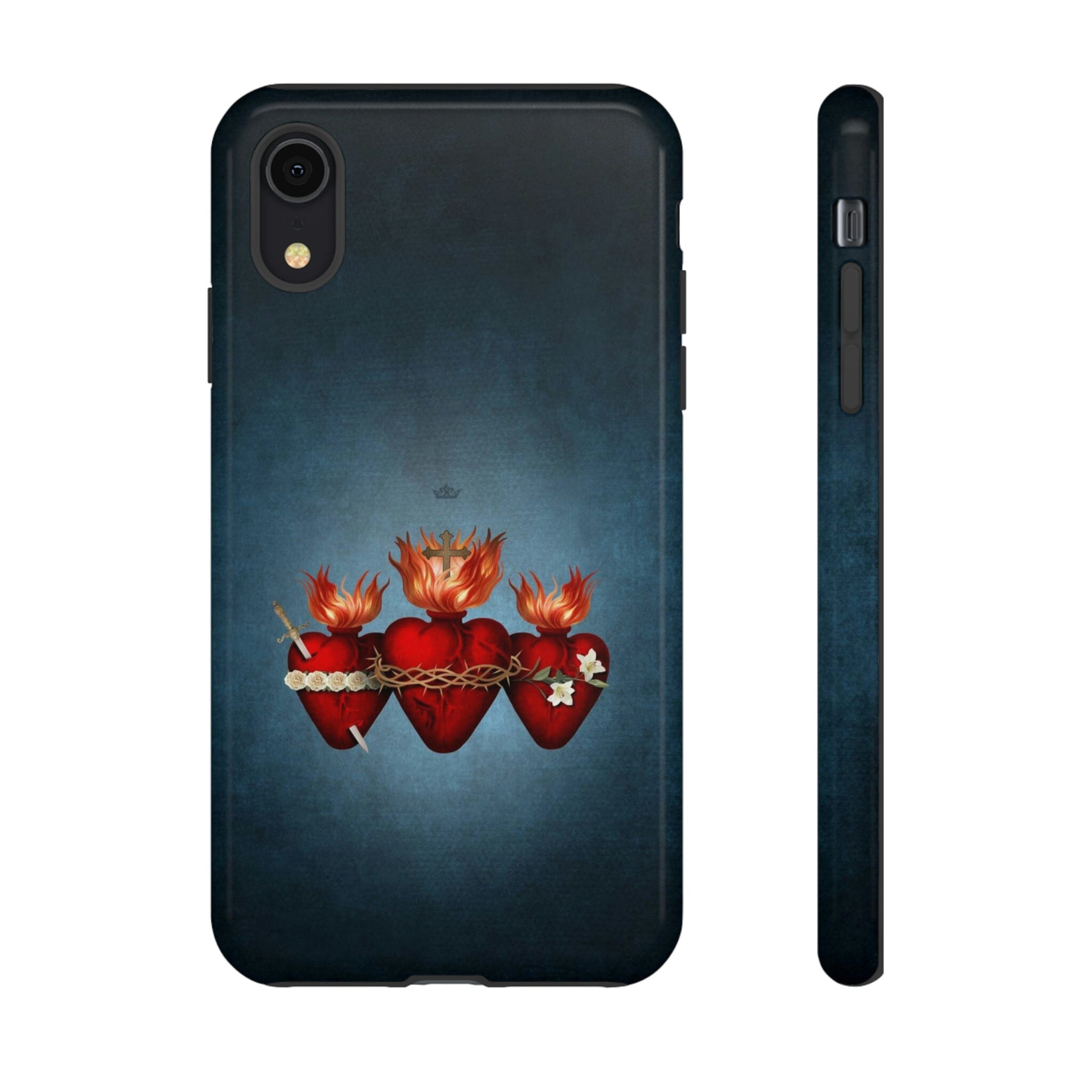 Holy Family Hearts Hard Phone Case (Vintage Blue)