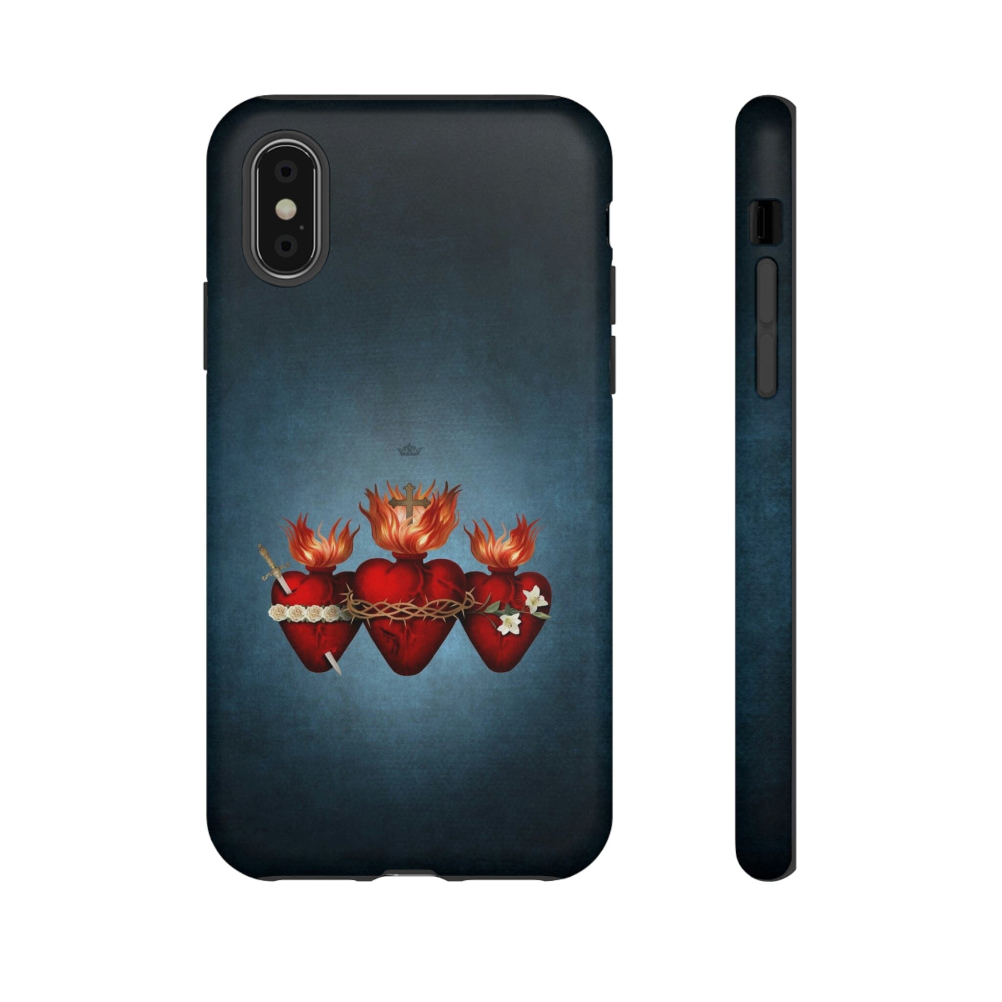 Holy Family Hearts Hard Phone Case (Vintage Blue)