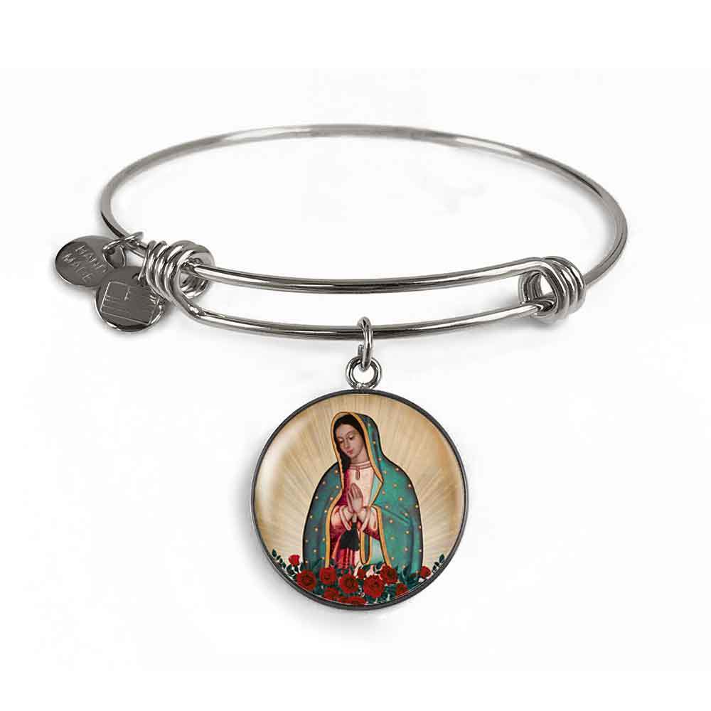 Our Lady of Guadalupe Charm Bangle Bracelet Surgical Steel