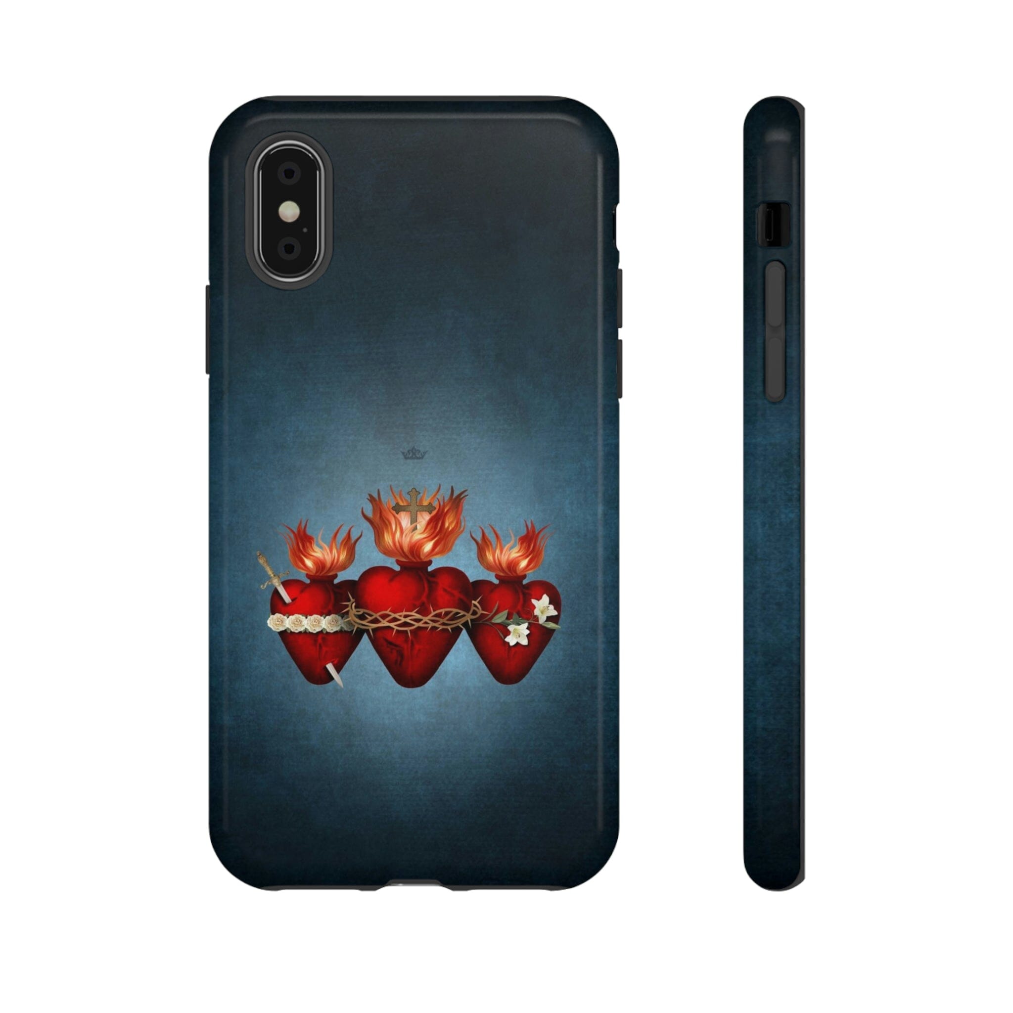 Holy Family Hearts Hard Phone Case (Vintage Blue)