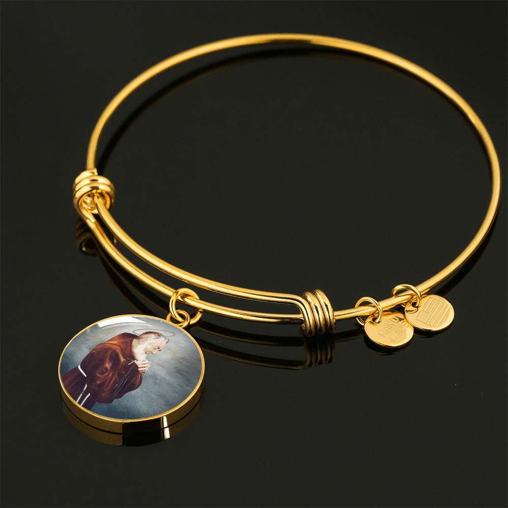 St. Pio Charm Bangle Bracelet in 18k Gold Finish