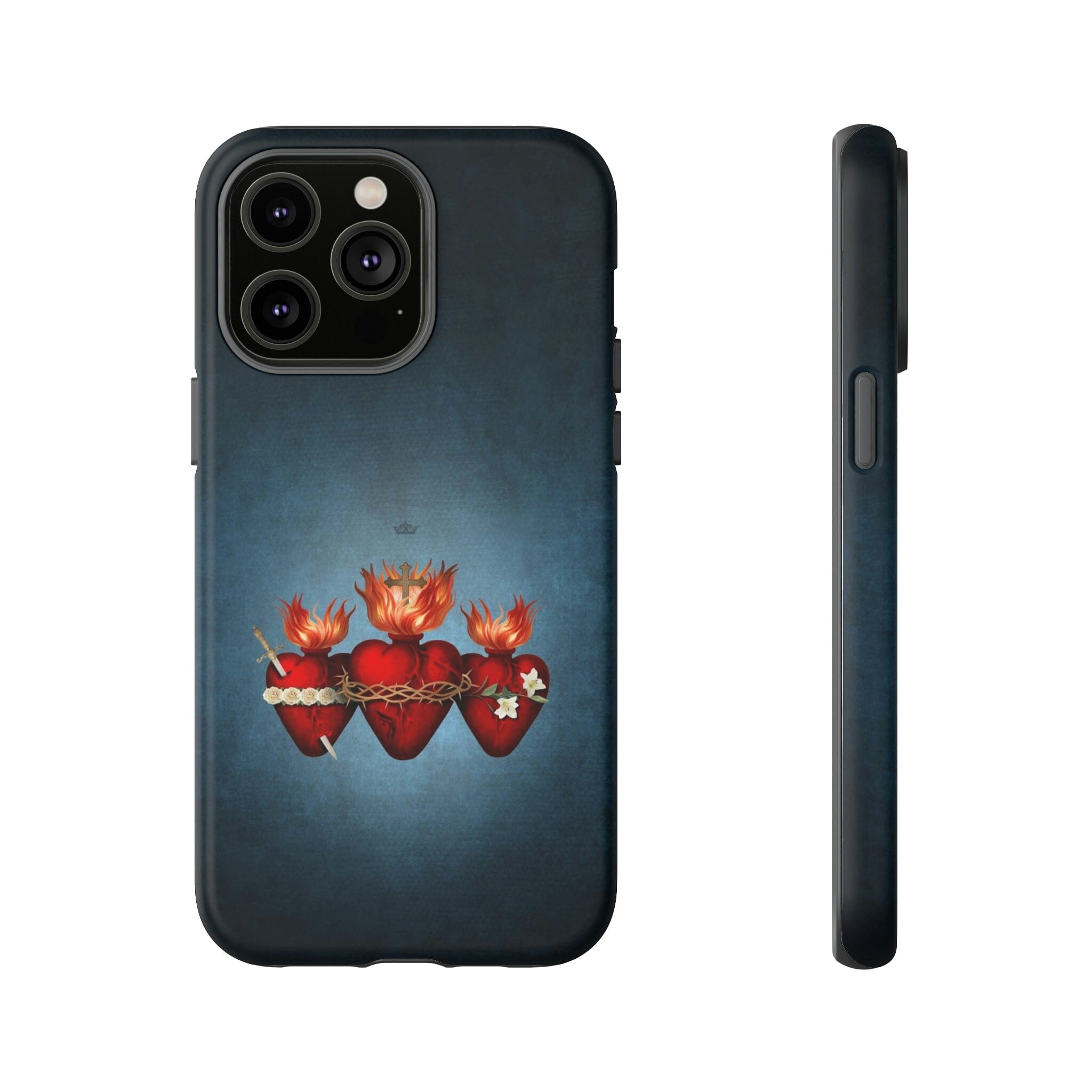 Holy Family Hearts Hard Phone Case (Vintage Blue)