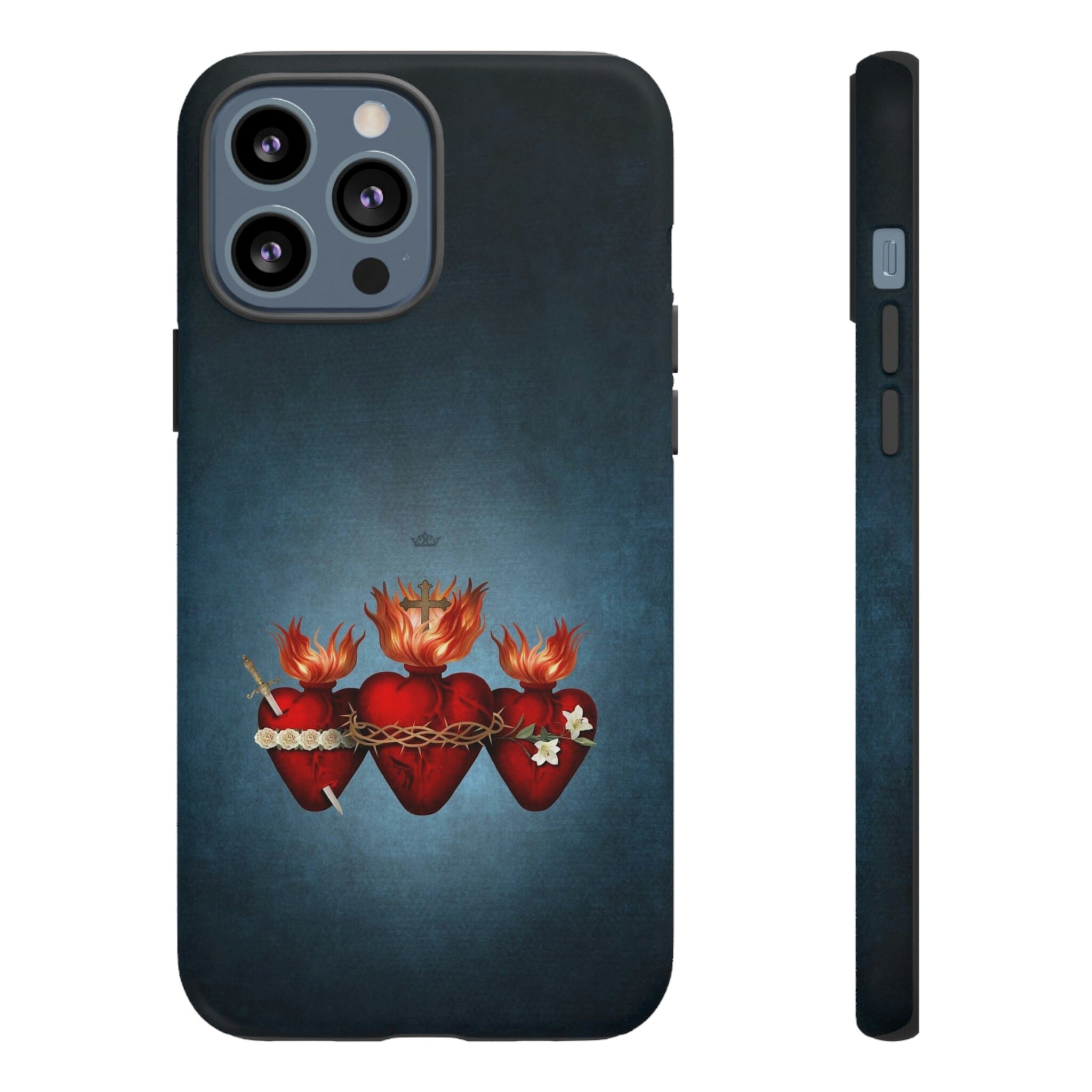 Holy Family Hearts Hard Phone Case (Vintage Blue)