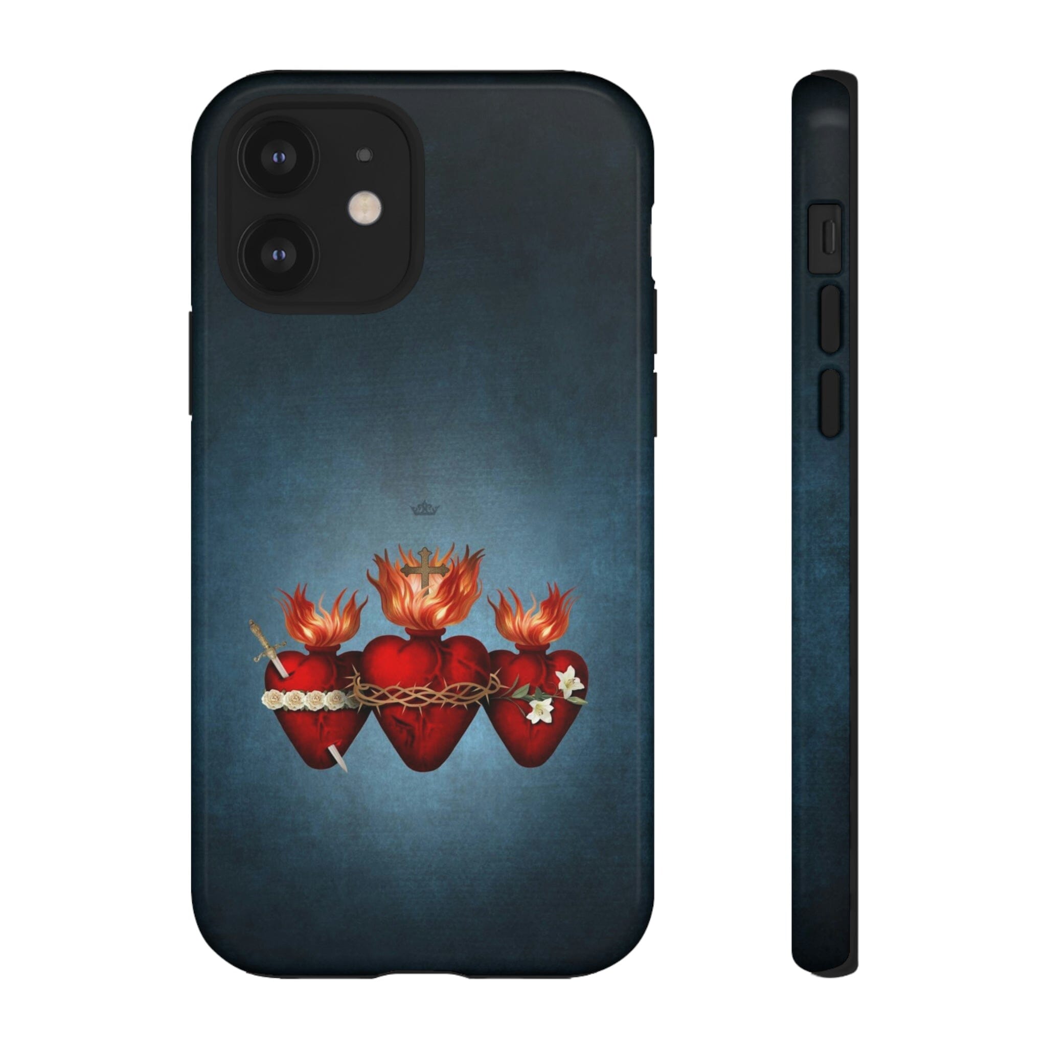 Holy Family Hearts Hard Phone Case (Vintage Blue)